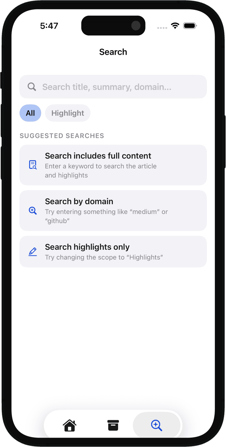 Find saved articles fast